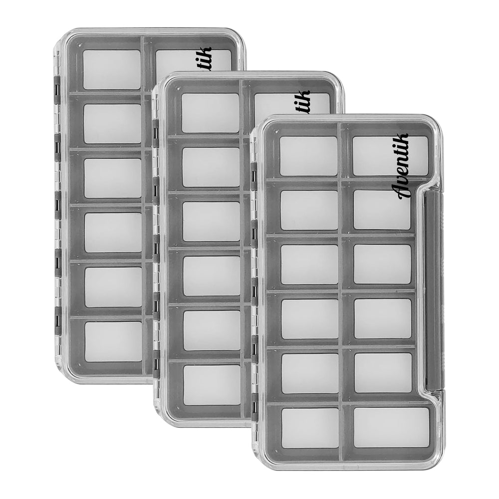 Aventik slim waterproof fly box with clear lid – front view