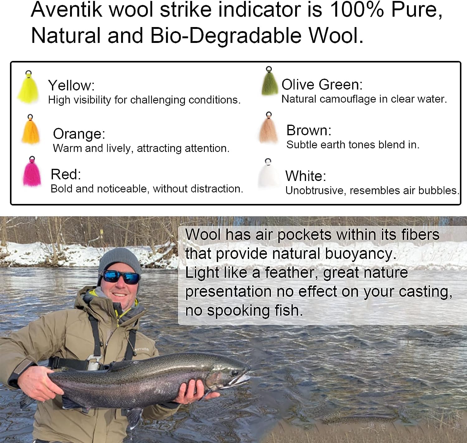 Aventik Wool indicator close-up - olive green