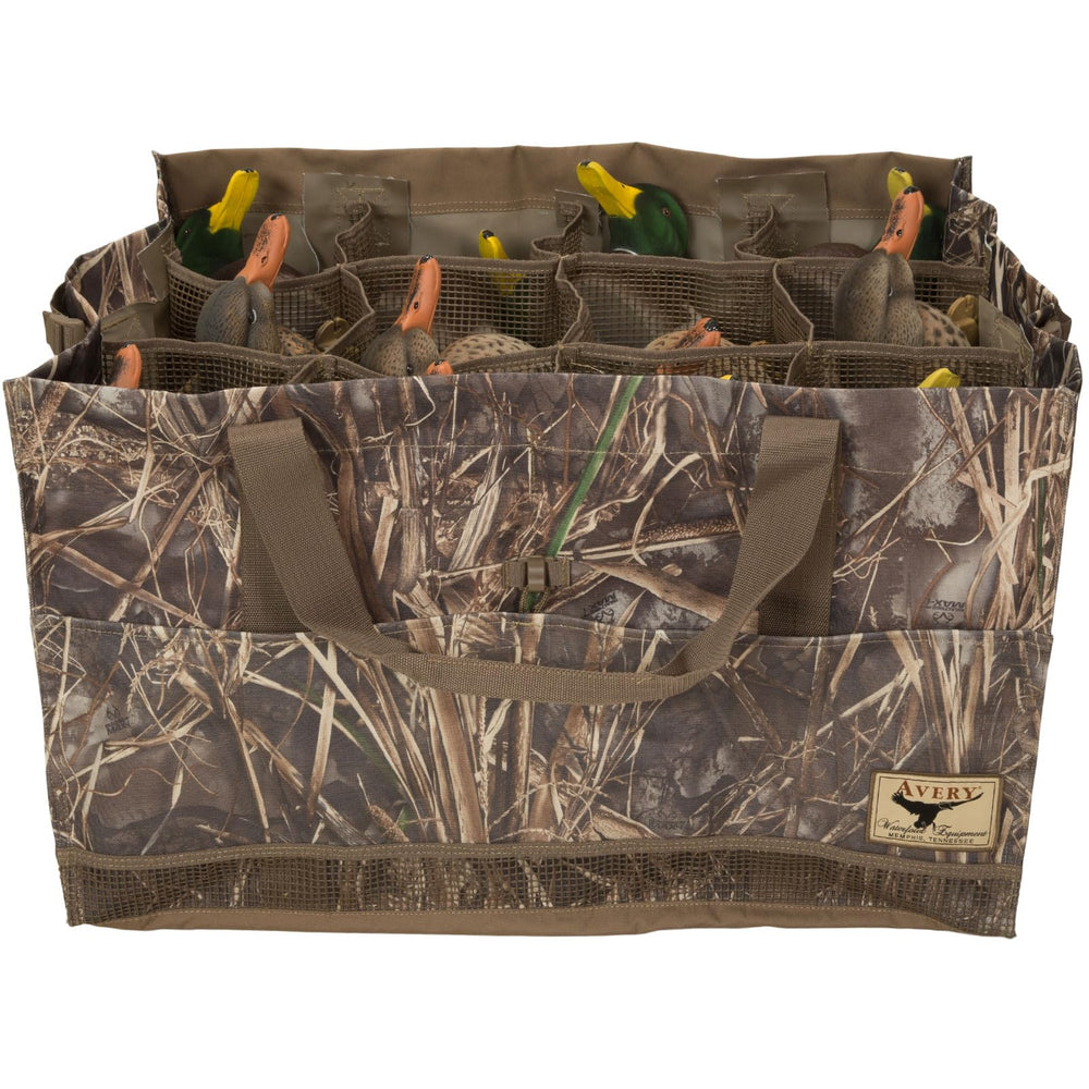 Avery 12-Slot Duck Decoy Bag, mesh bottom for quick drainage after the hunt.