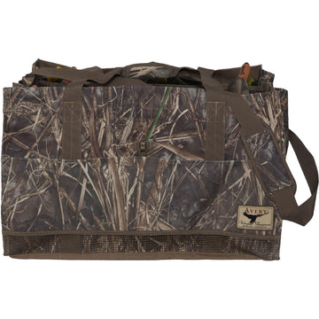 Avery 12-Slot Duck Decoy Bag, side view, durable fabric ready for field use.