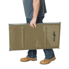 Avery dog ramp for pickup truck angled view, adjustable and lightweight for pet comfort.
