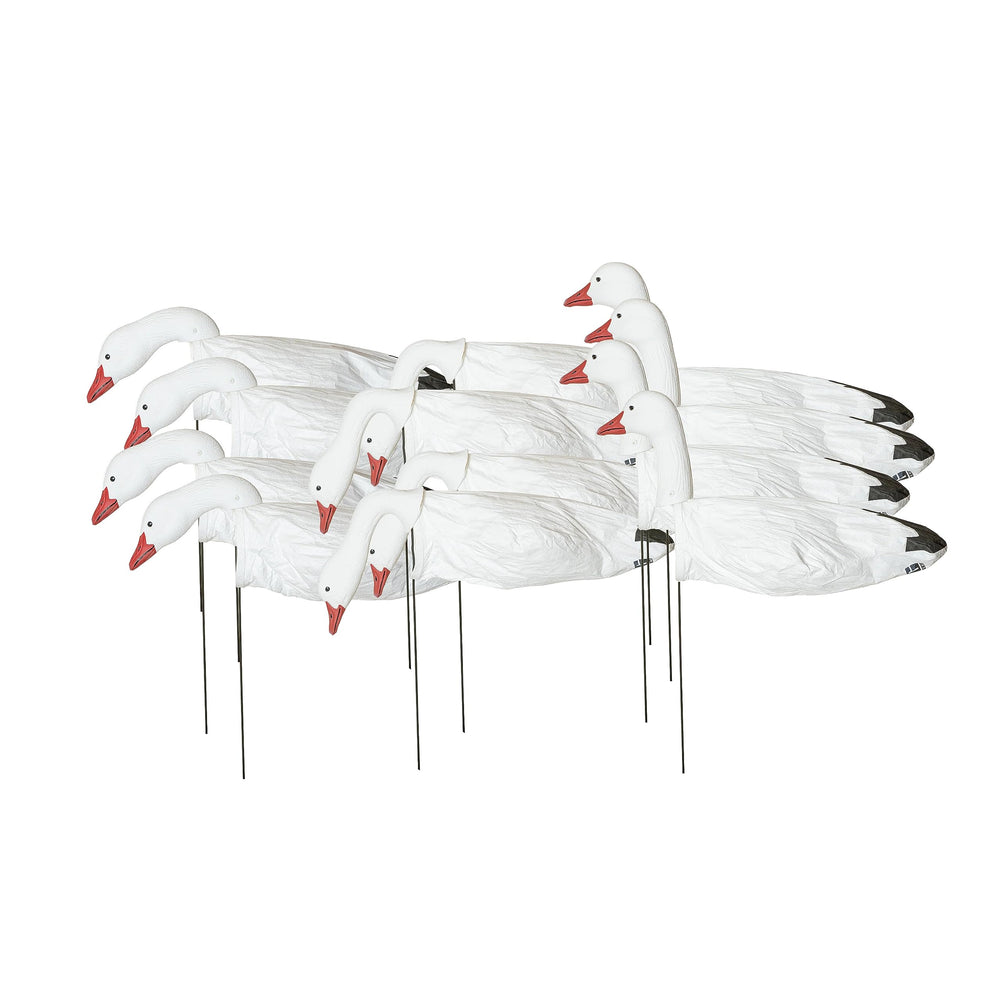Avery GHG windsock decoy with 3D painted heads for realistic snow goose attraction in field setups.