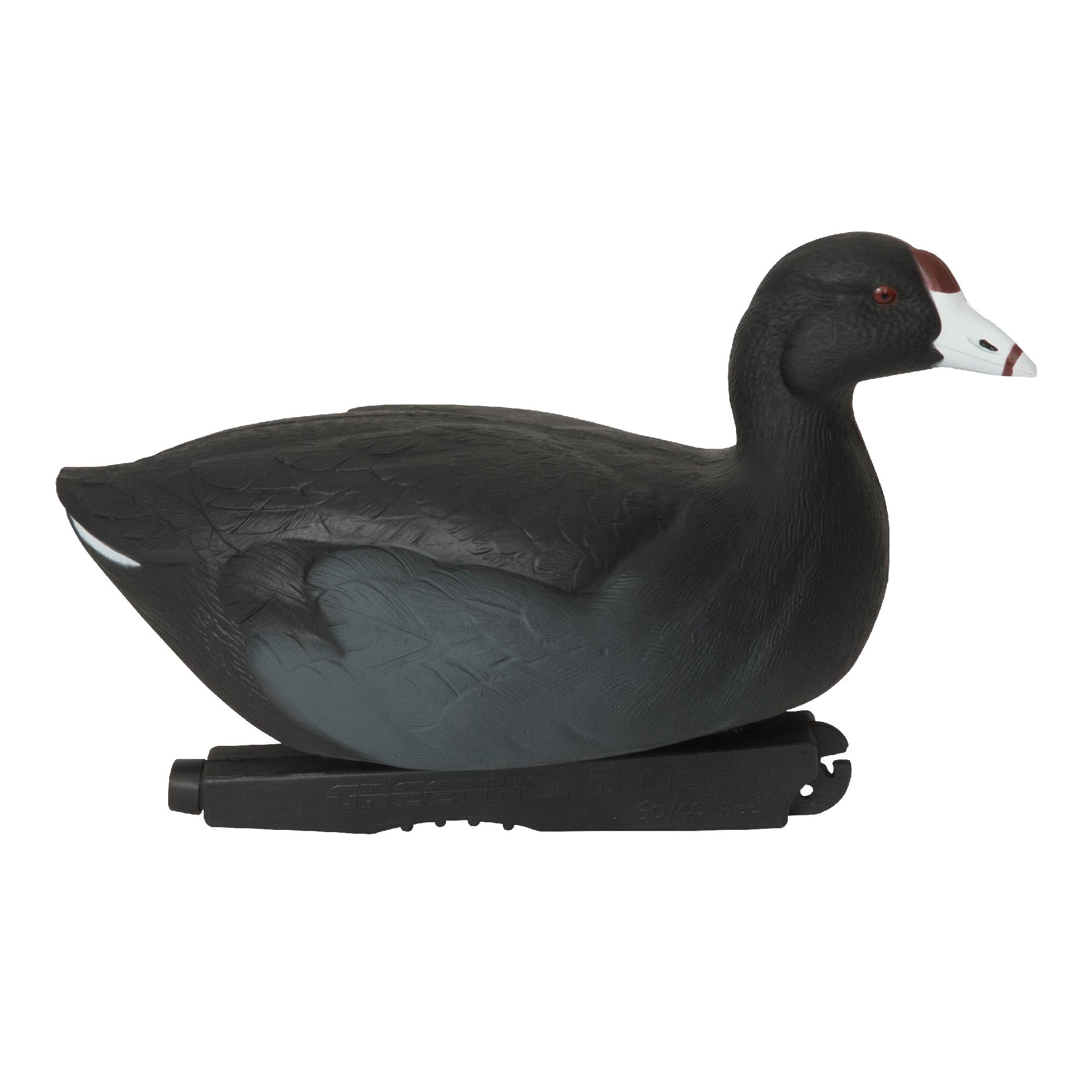 Avery GHG Hunter Series coot decoy with 60 40 Dura Keel in motion on rippling water