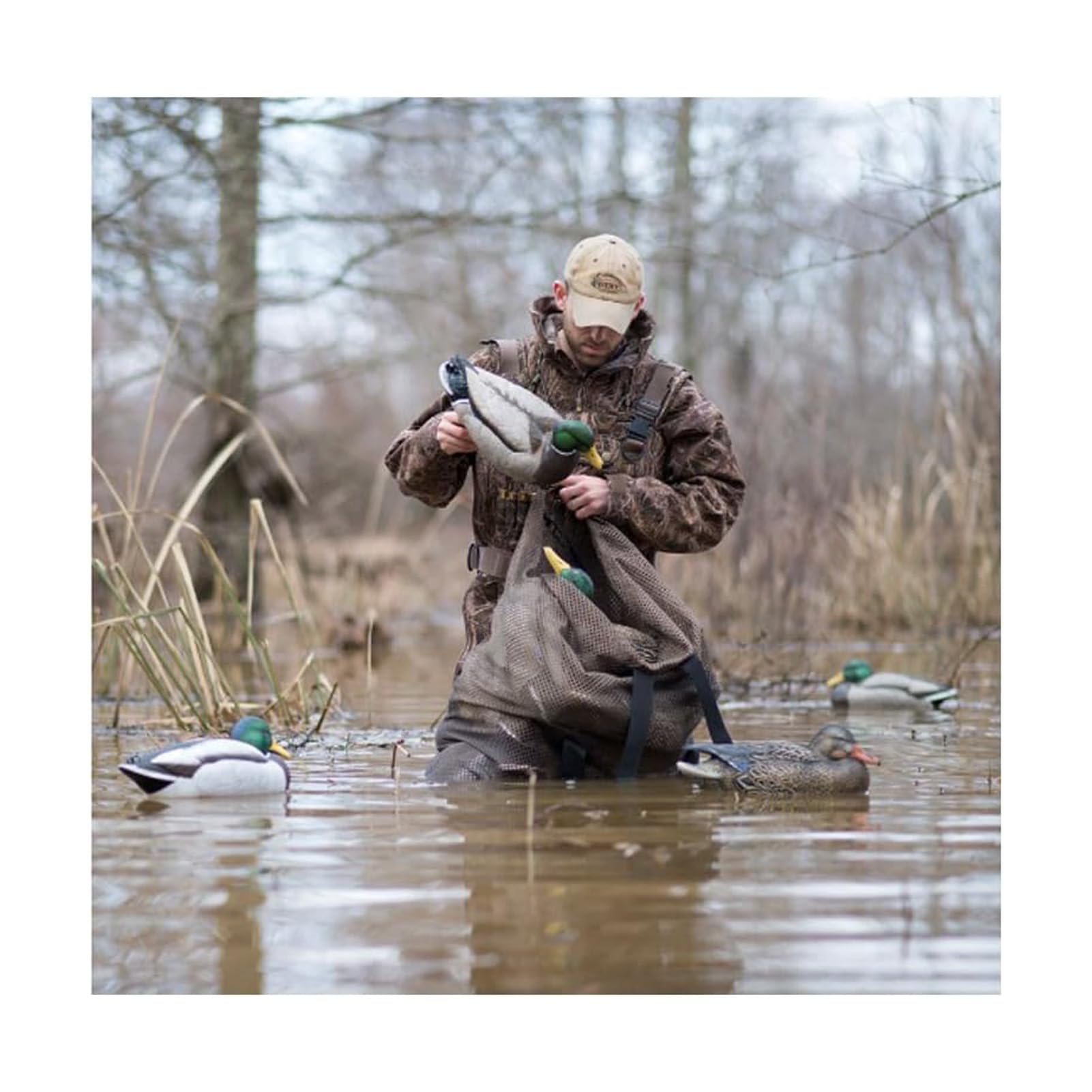 Secure paracord closure on Avery decoy bag in rugged terrain