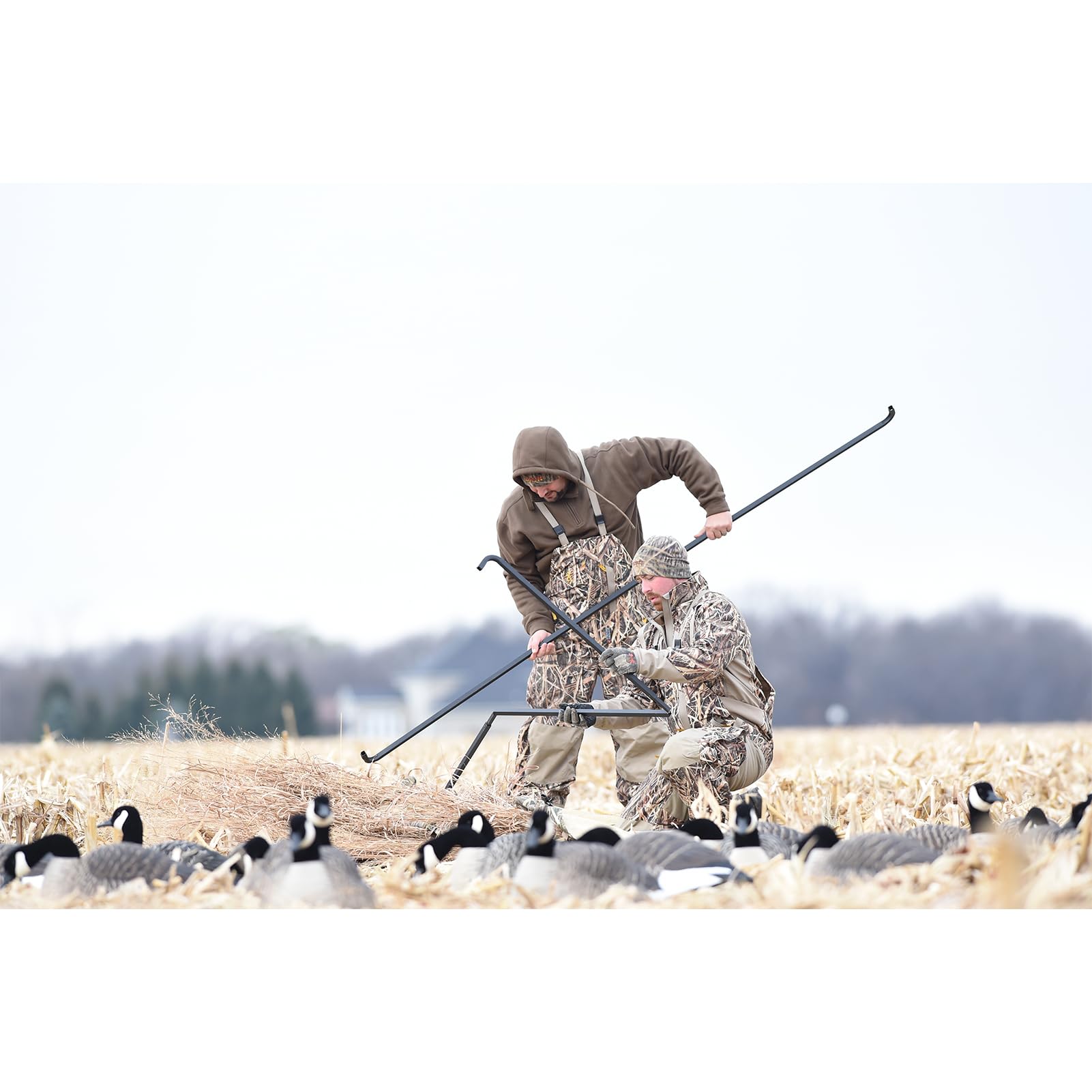 Avian-X A-Frame blind gun clips in use keeping firearms accessible