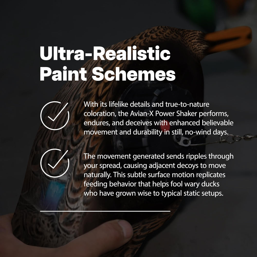Avian-X Power Shaker realistic paint detail boosts realism and visibility in windy conditions.