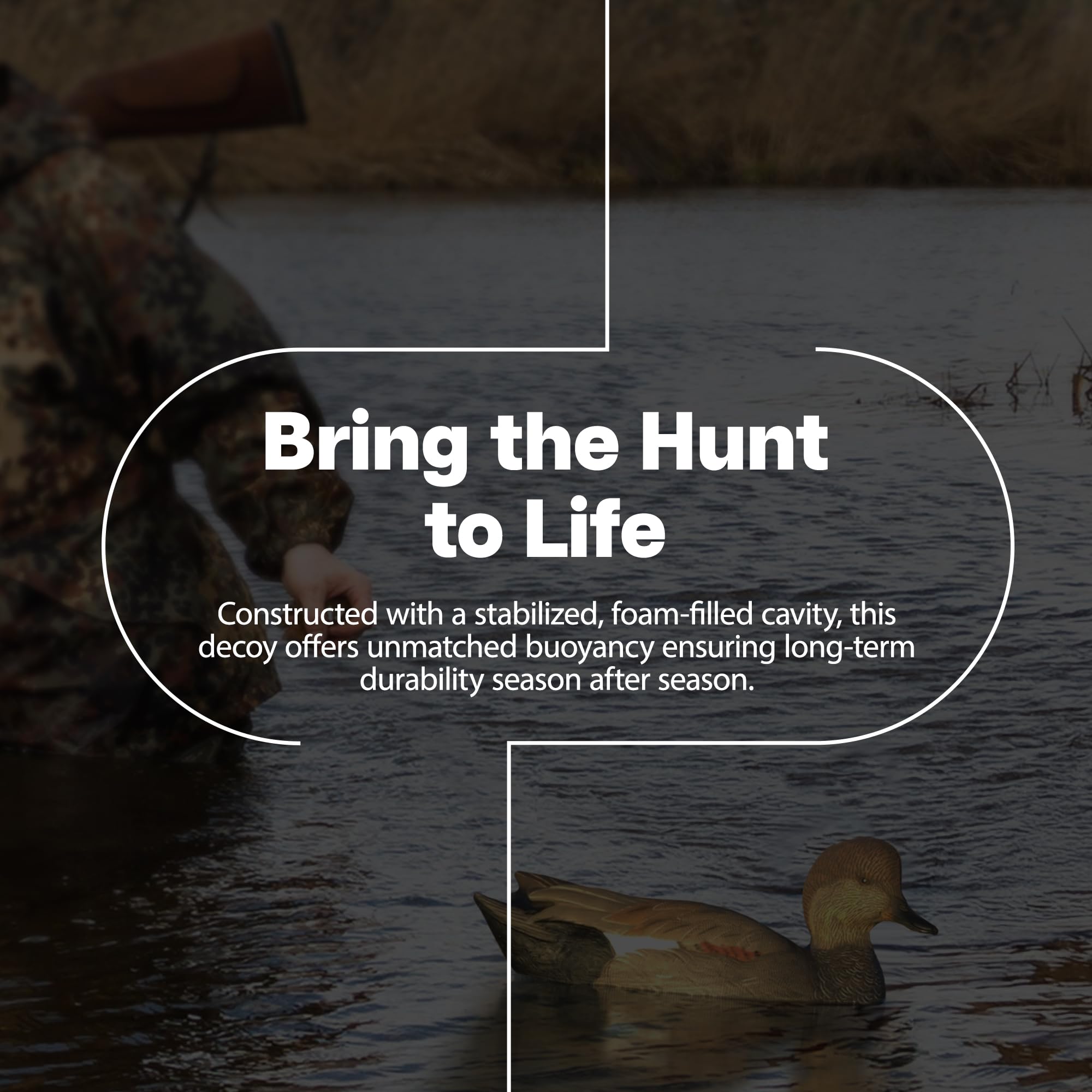 Avian-X Gadwall Drake decoy with remote control for flexible setups.