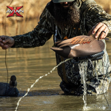 Gadwall Drake decoy moving with water for lifelike positioning in spreads.