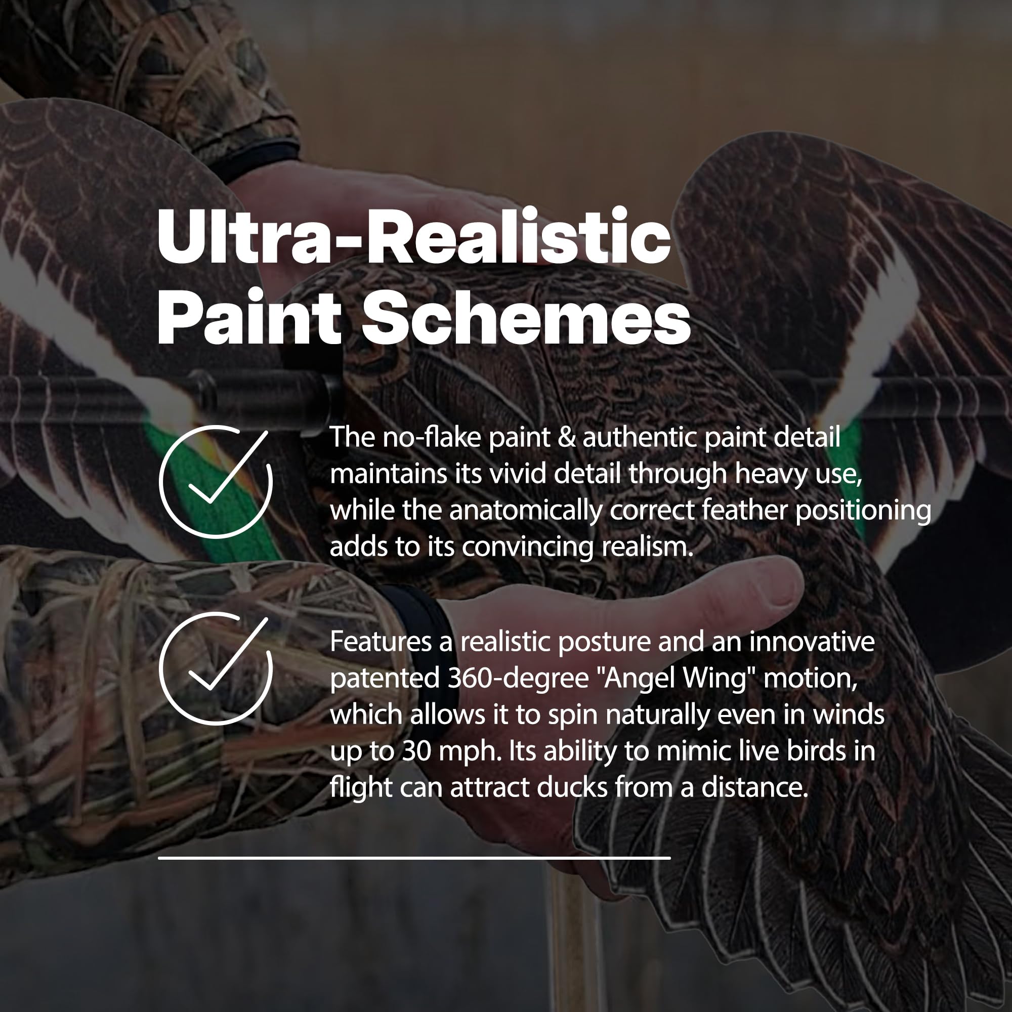 Avian-X PowerFlight Angel Wing Motion highlights true-to-life spin in wind conditions.
