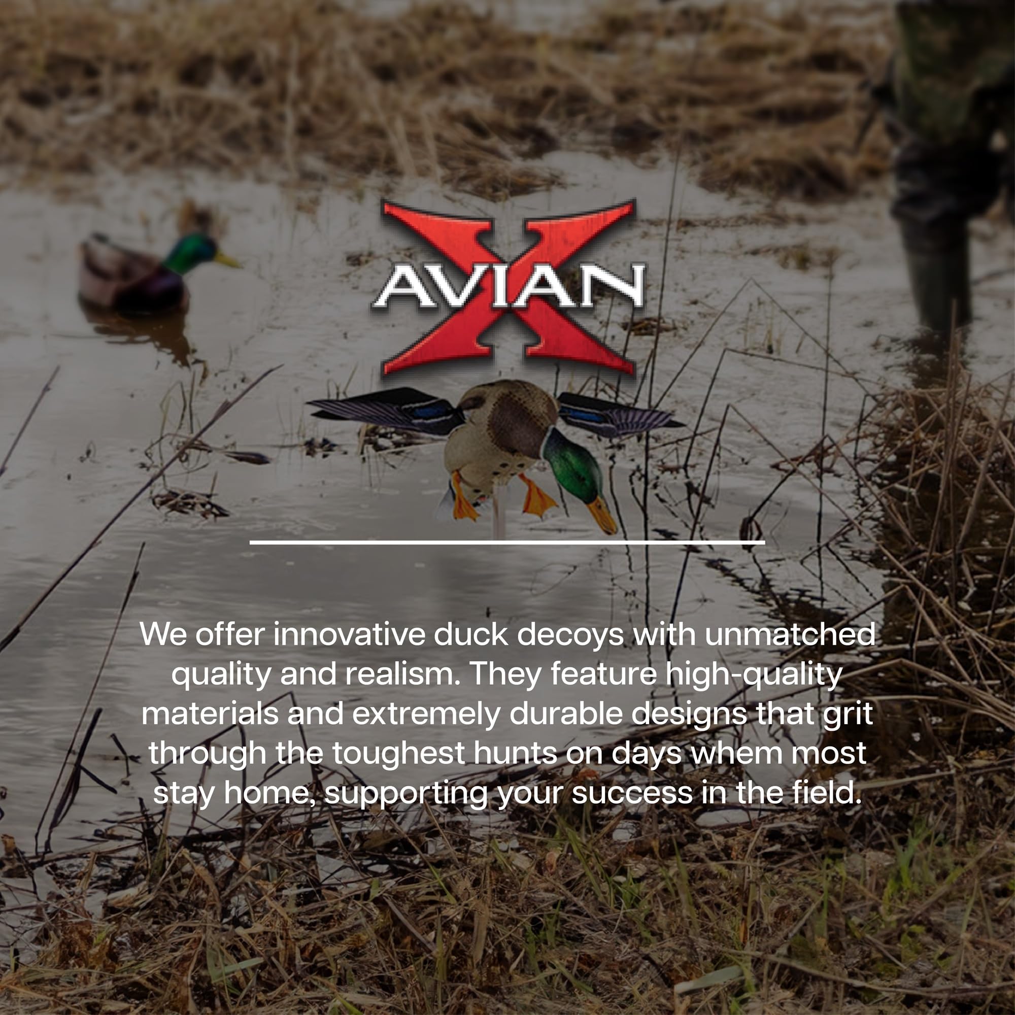 Avian-X PowerFlight marsh stake allows secure, realistic spread.