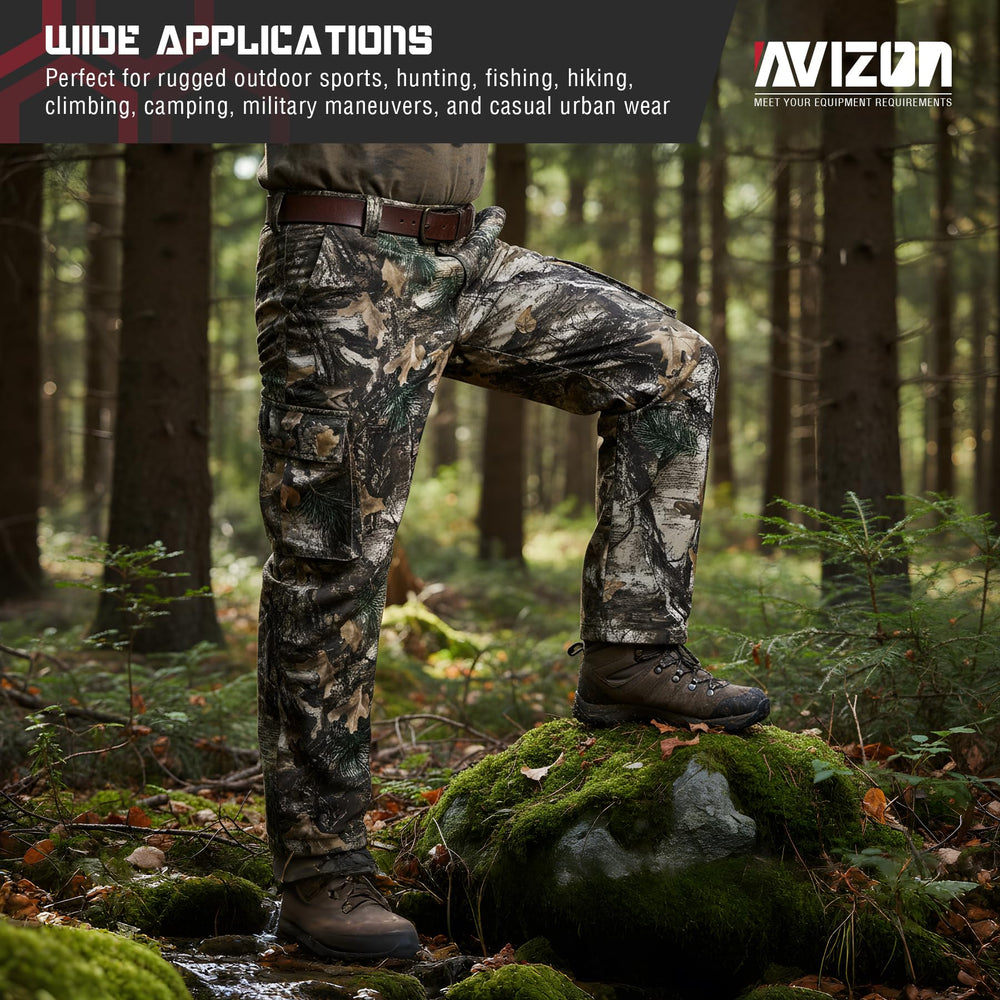 Avizon dense-woods camo helps blend into woodlands during deer or turkey hunts