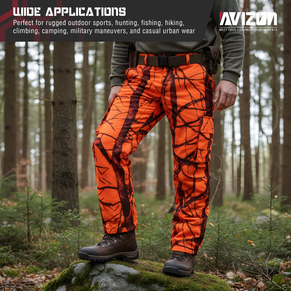 Avizon orange camo pants suit deer and turkey hunts in dense cover.
