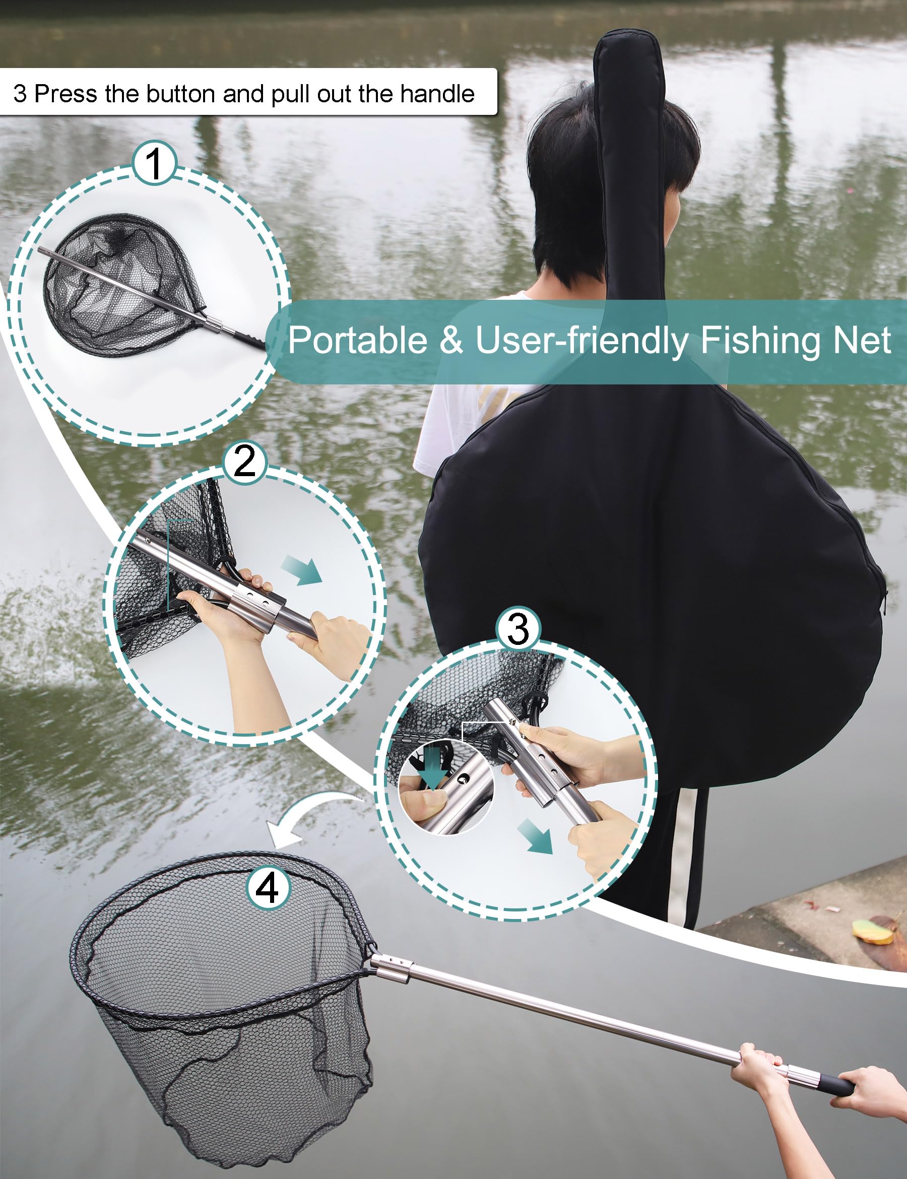 Avlcoaky multi-species net handles saltwater and freshwater fish with care.