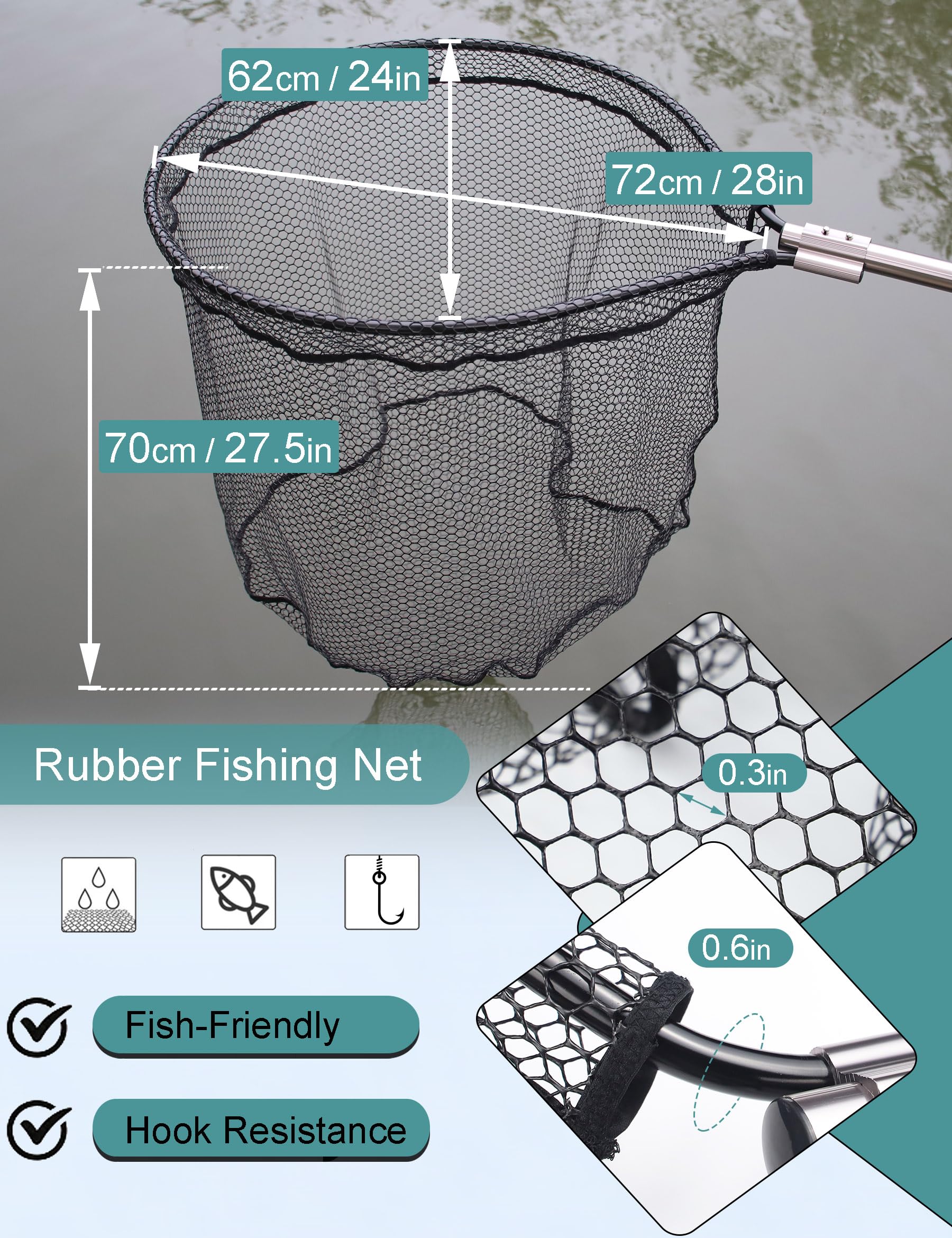 Rubber-coated mesh on the net