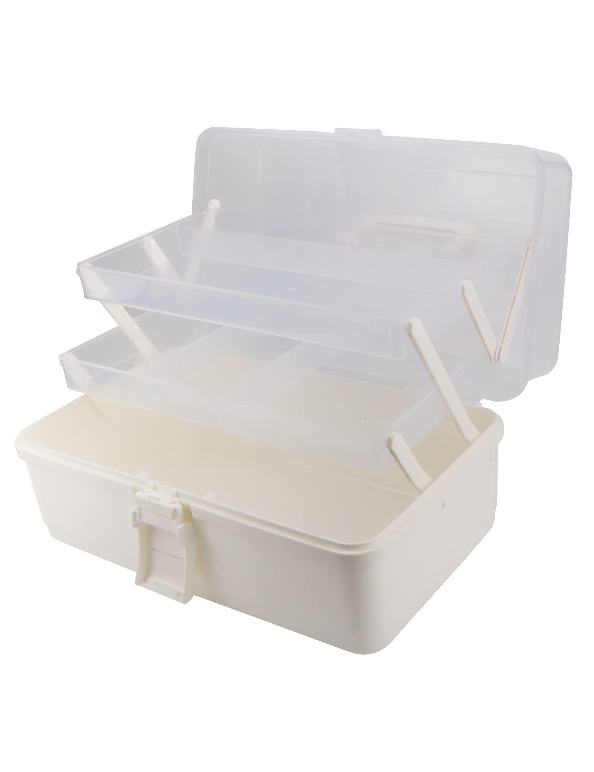 Avlcoaky large 3-layer tackle box white exterior with handle