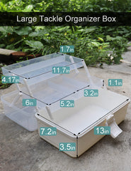 Open two-tray design showing compartments and clear lid