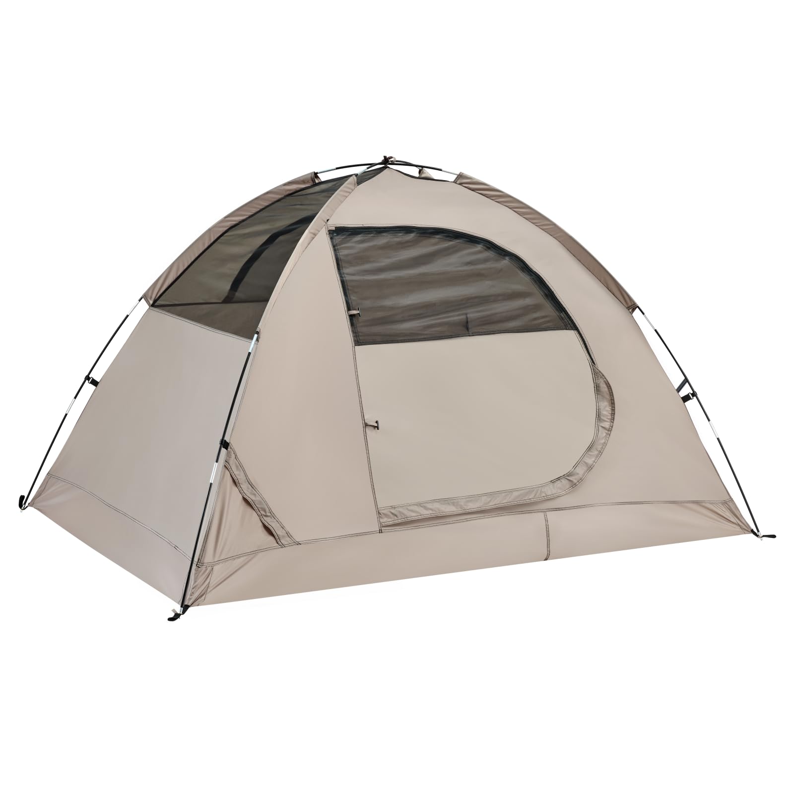 Avocado Green spacious tent durable construction features sturdy fiberglass poles and reinforced seams.