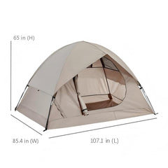 Avocado Green spacious tent interior shows roomy sleeping area for two with gear.