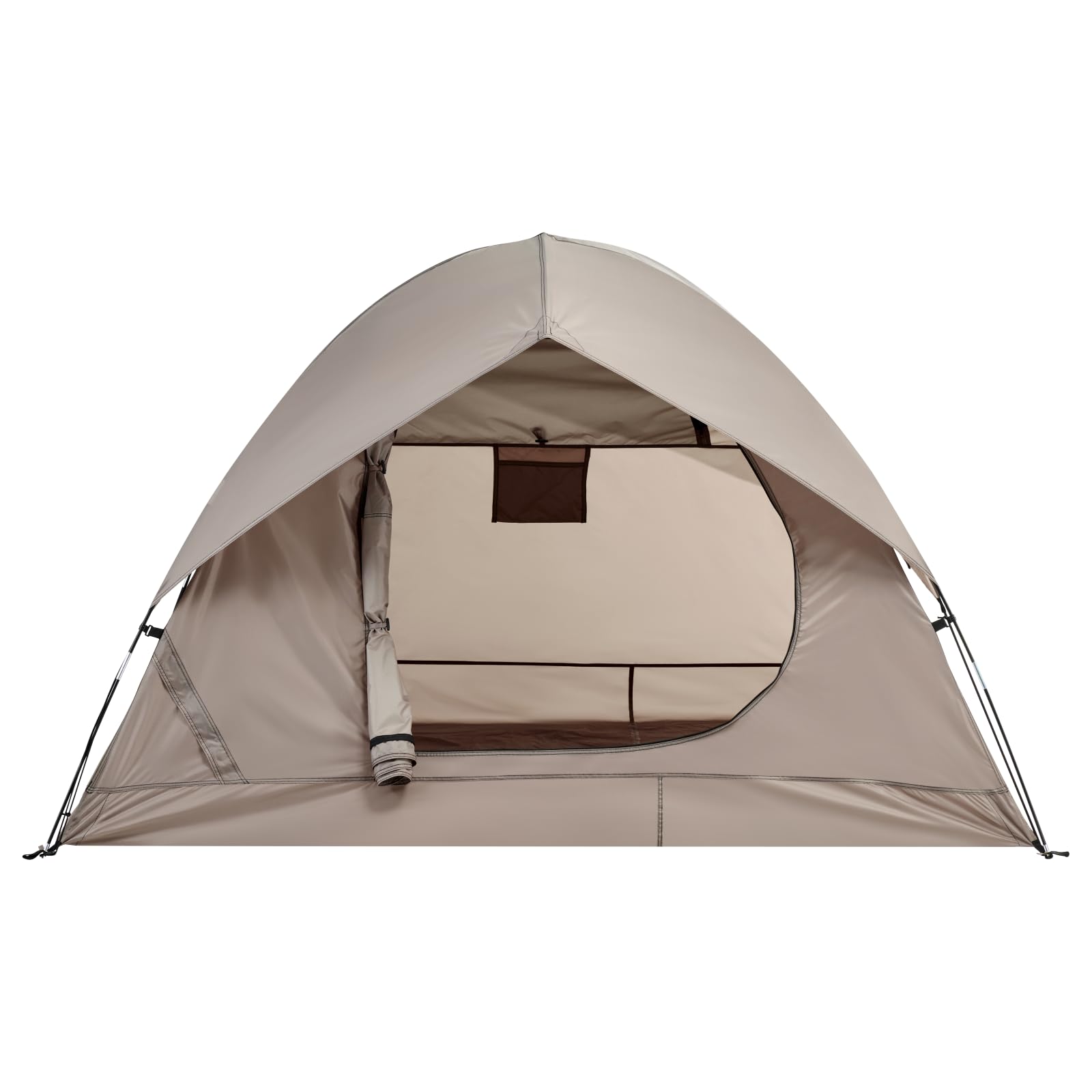 Avocado Green spacious tent packed-size demonstrates compact portability for backpacks.