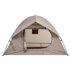 Avocado Green spacious tent packed-size demonstrates compact portability for backpacks.