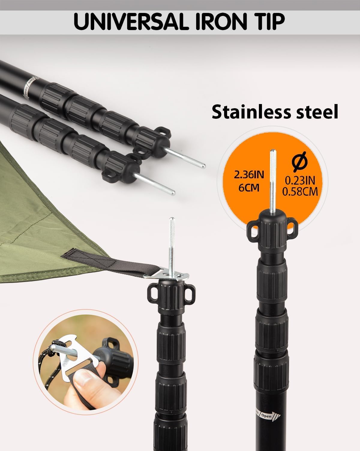 AVOFOREST tarp poles double-lock design prevents collapse during wind