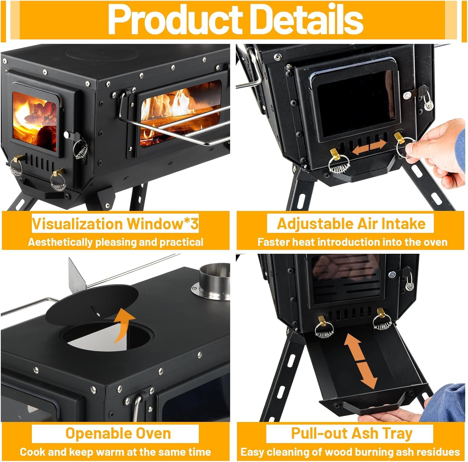 AVOFOREST tent stove ash tray cleaning aids quick cleanup after cooking