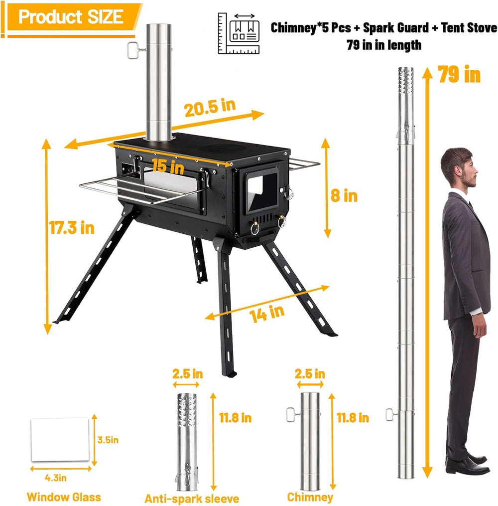 AVOFOREST tent stove high-feet design reduces bending during use