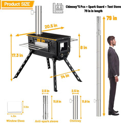 AVOFOREST tent stove high-feet design reduces bending during use