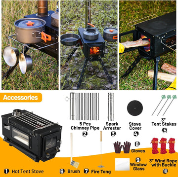 AVOFOREST tent stove stainless chimney parts simplify cleaning