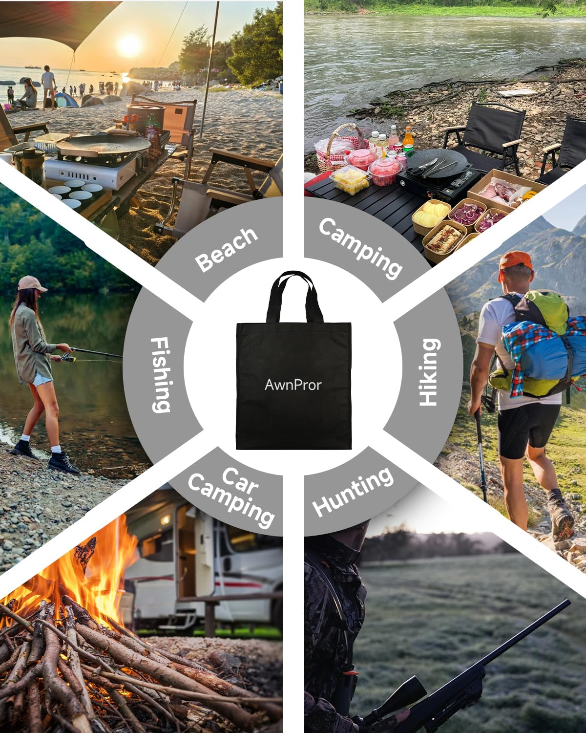 AwnPror includes storage bag for effortless camping organization.