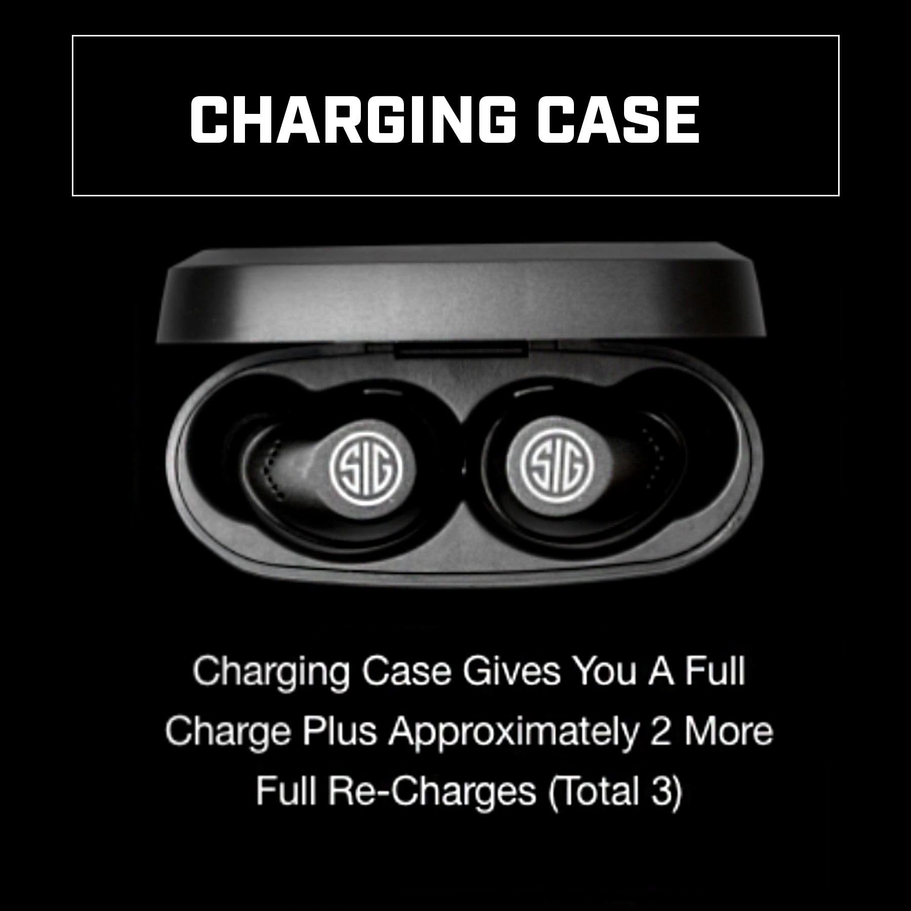 AXIL x SIG SAUER XCOR PRO Ear Buds USB-C charging for quick power ups