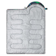 Axolotl blue dinosaur sleeping bag outer waterproof fabric keeps you dry outdoors.
