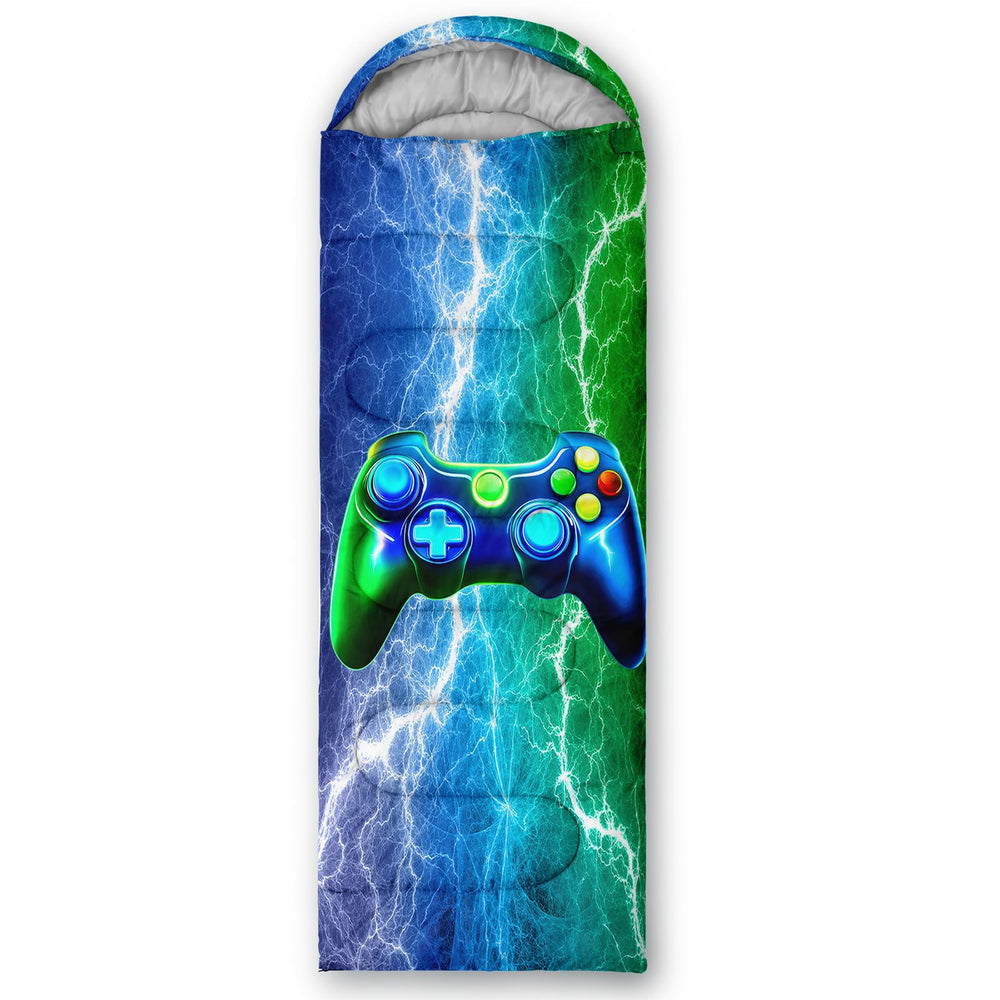 Axolotl Blue Gamepad Sleeping Bag around 3 lbs keeps trips light and portable.