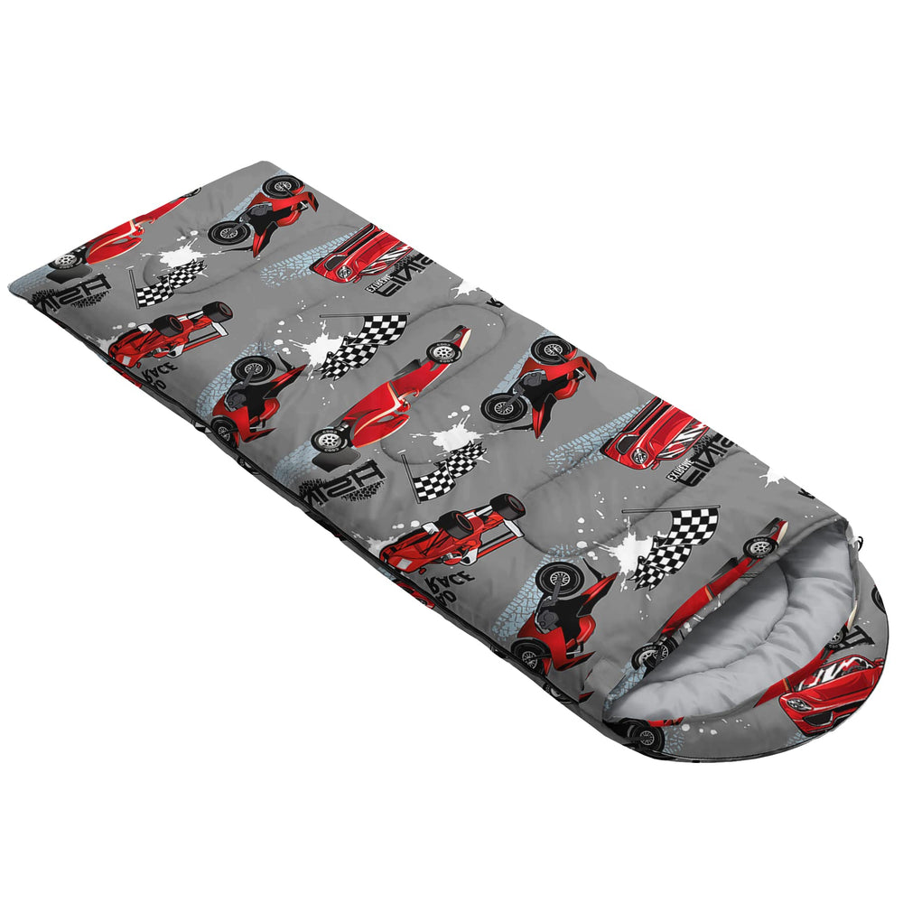 Axolotl sleeping bag opened as blanket for picnic or indoor use