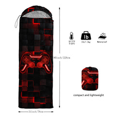Axolotl Gamepad Sleeping Bag opened as blanket for picnics and trips.