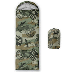 Axolotl military camouflage sleeping bag in green for rugged outdoor use.