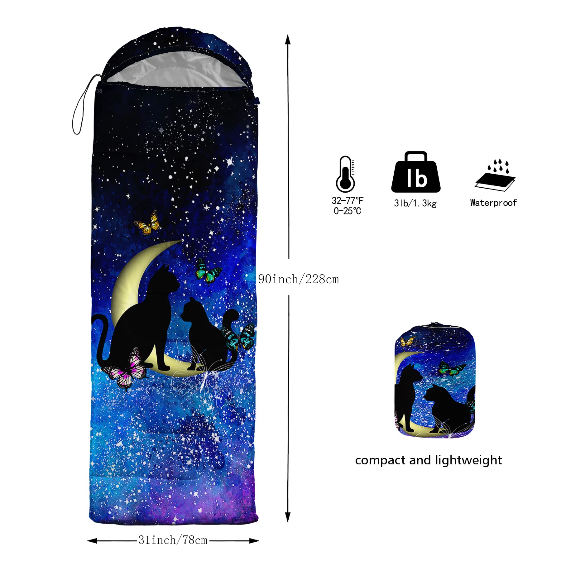 Axolotl Moon Cat compression-sack image highlights portable storage for travel