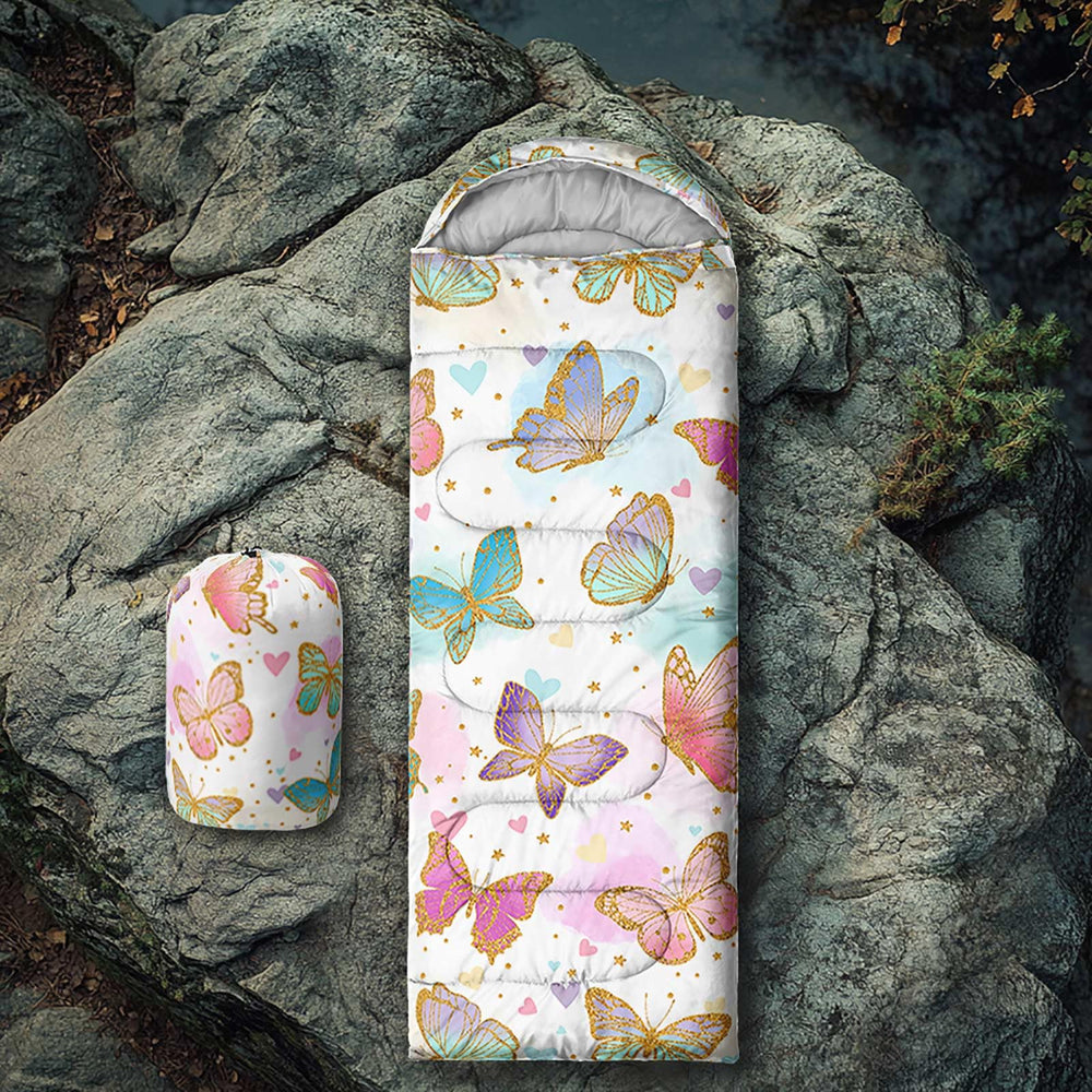 Axolotl sleeping bag with multi-color pattern adds vivid flair for kids and teens