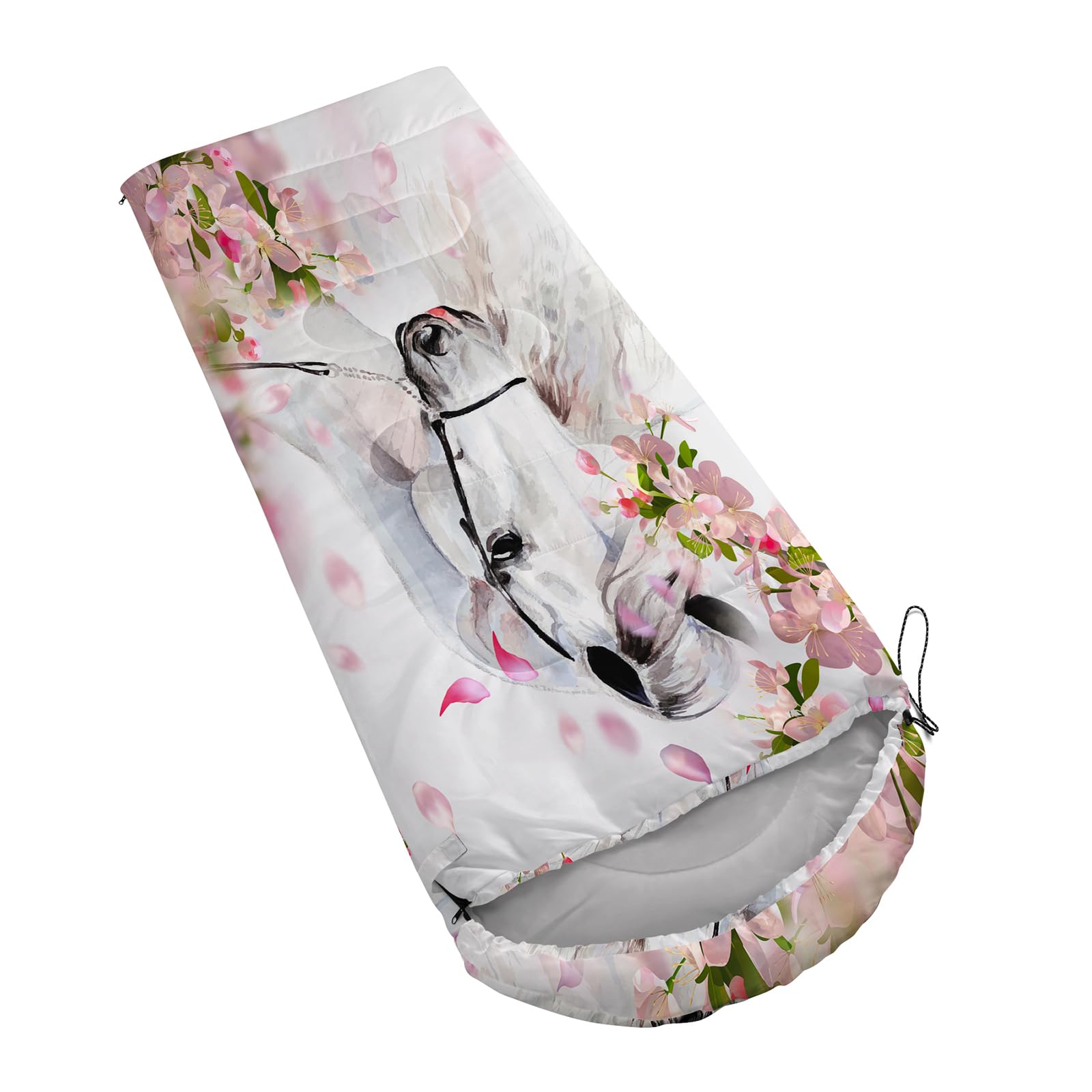 Axolotl sleeping bag opened as blanket for picnic or casual lounging