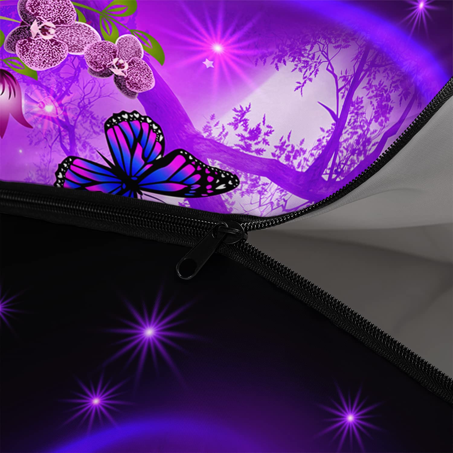 Axolotl sleeping bag purple displays 3 season warmth for cool evenings.