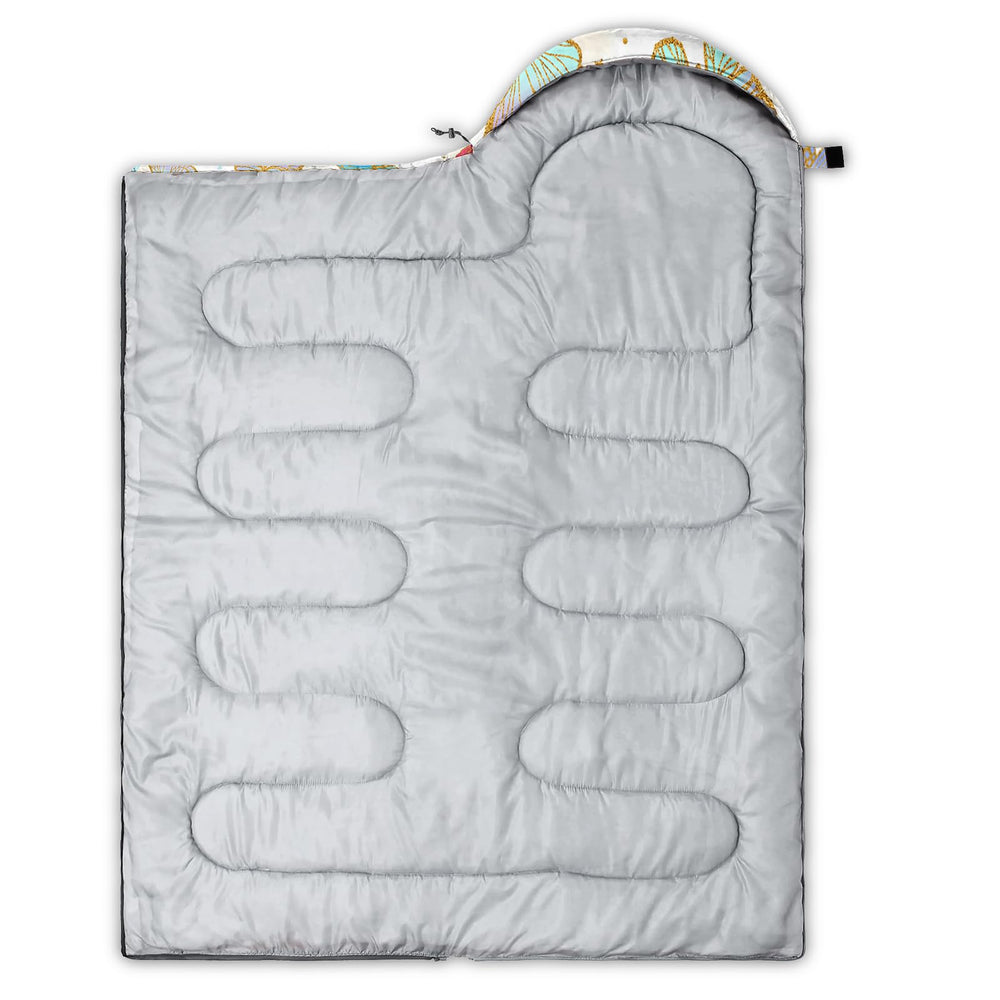 Axolotl sleeping bag shows a side-to-bottom zipper for full opening