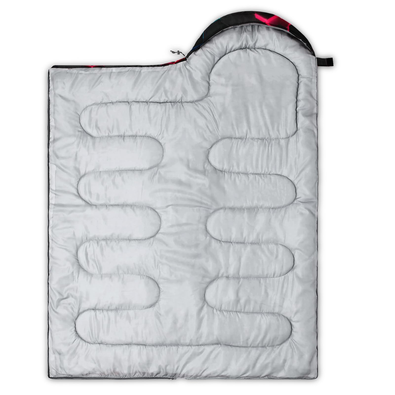 Axolotl sleeping bag laid flat as a blanket for cozy outdoor moments