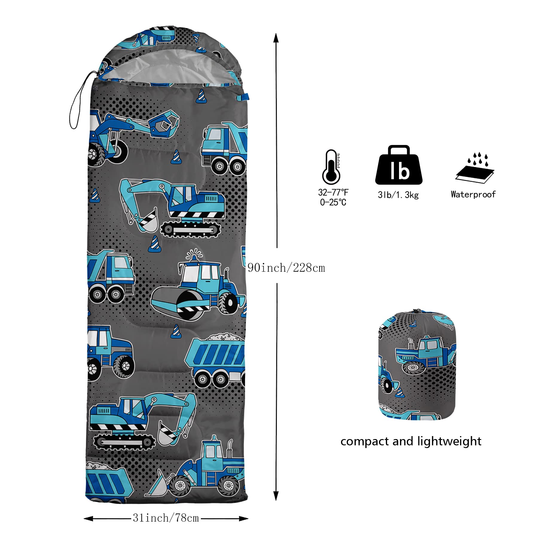 Axolotl sleeping bag waterproof outer protects kids outdoors