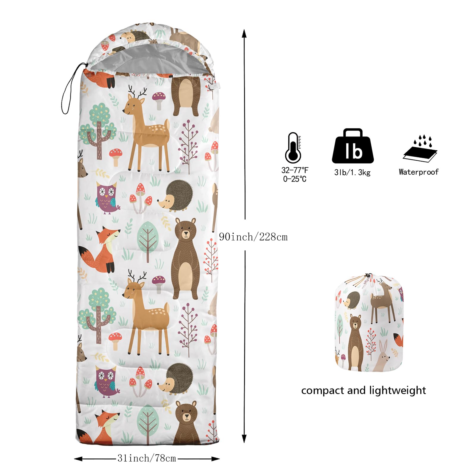 Axolotl sleeping bag with compression pack illustrates easy carrying for backpacking trips.