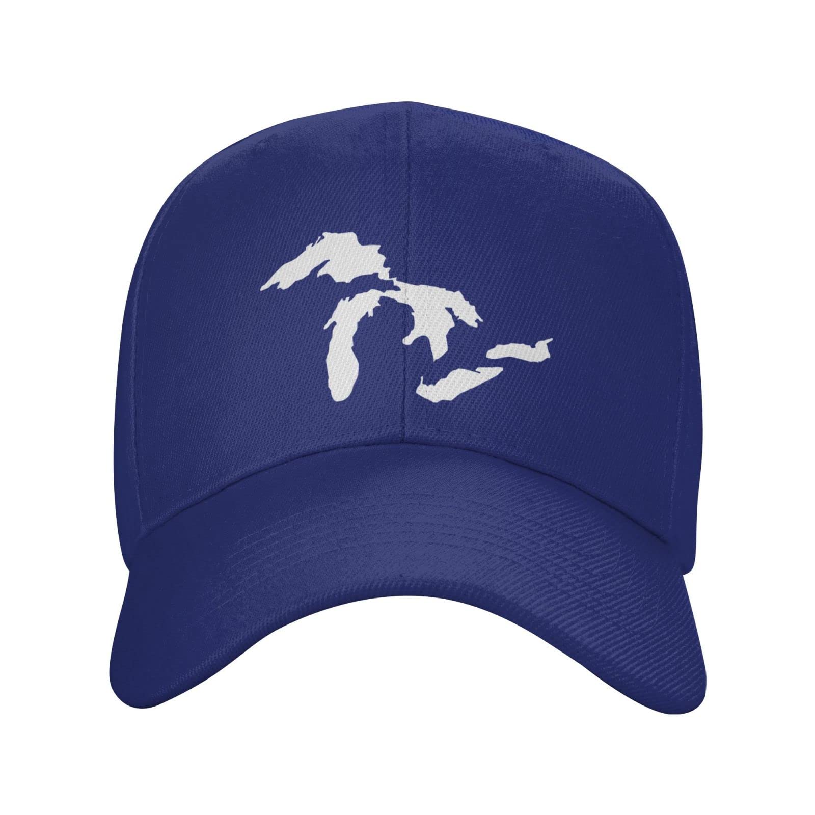 AXXOR Michigan Great Lakes map blue cap top view highlighting color and silhouette