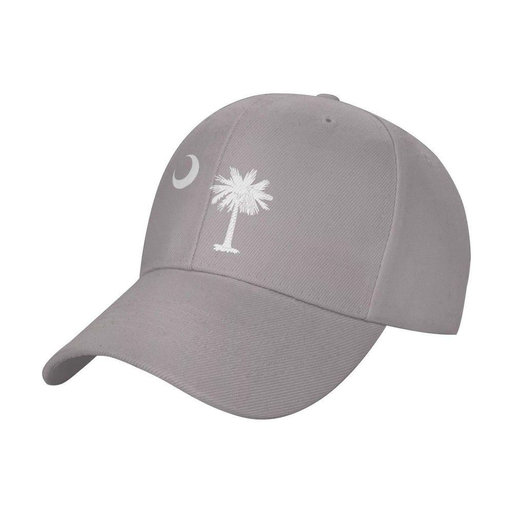 AXXOR Palmetto Trees hat front view in gray, breathable fabric for everyday comfort.
