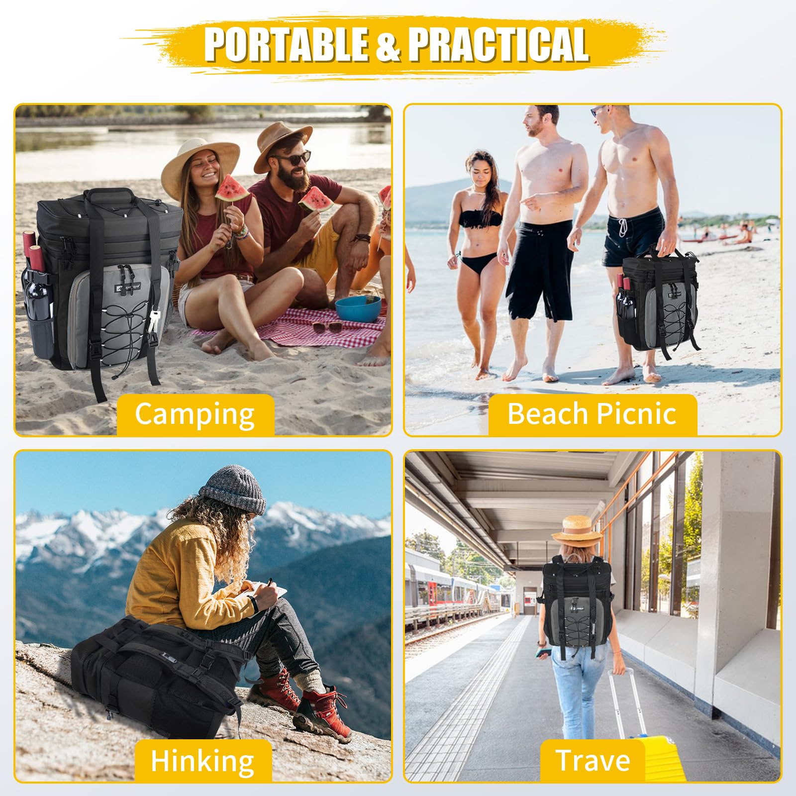 AYAMAYA Backpack Cooler ergonomic top handle and padded strap for comfortable carrying.