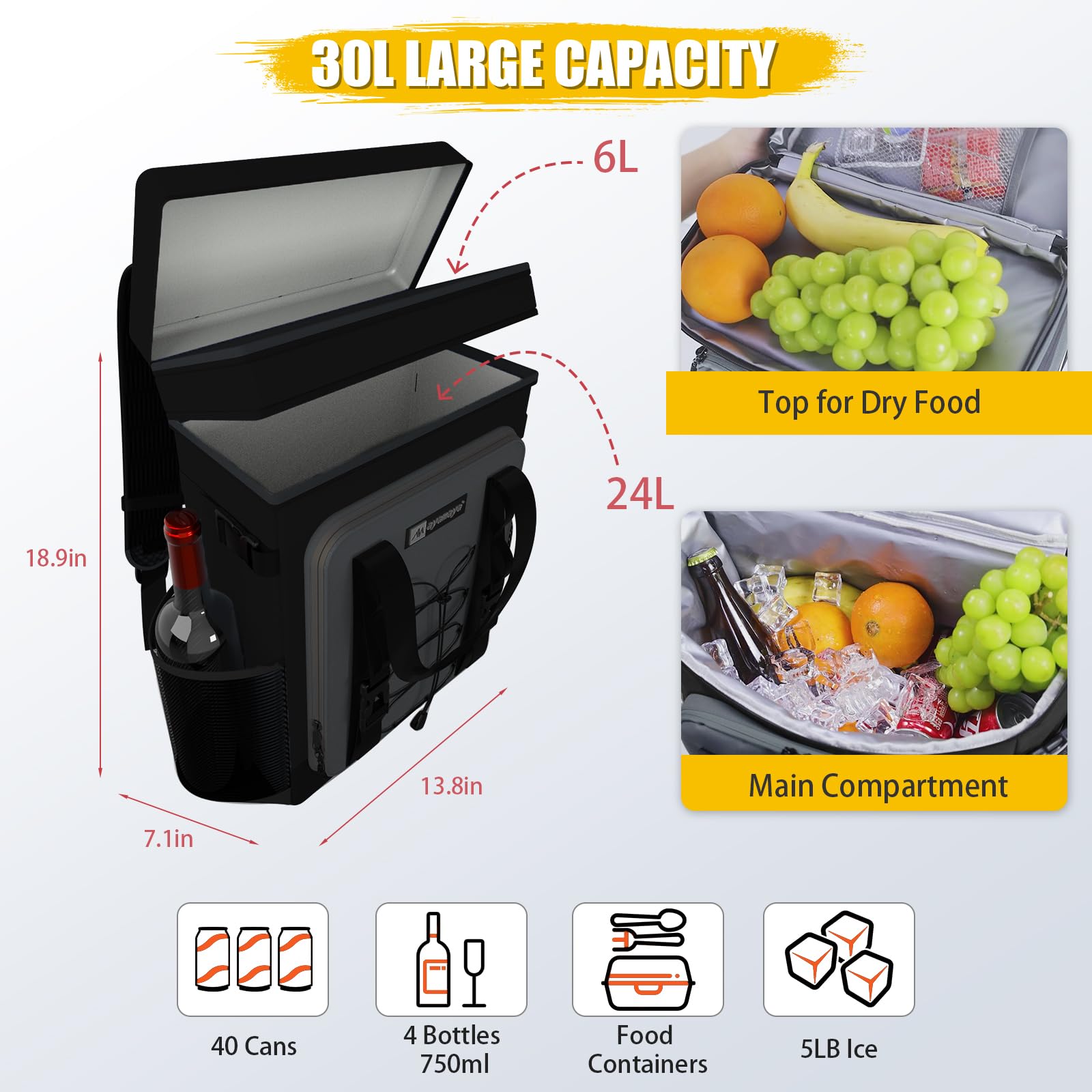 AYAMAYA Backpack Cooler with five-layer insulation preserves cold drinks for hours.