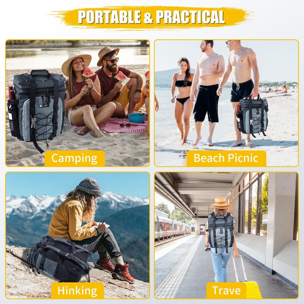 AYAMAYA Backpack Cooler top handle with bottle opener simplifies outdoor use