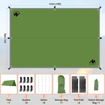 AYAMAYA tarp poles setup demonstrating sturdy adjustable support.